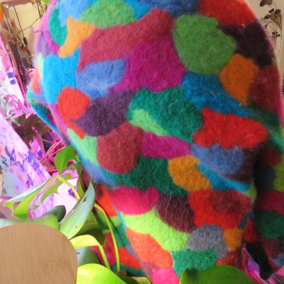 Vintage felted patchwork multicoloured April Cornell coat- stand out from crowd! - Picture 6 of 14